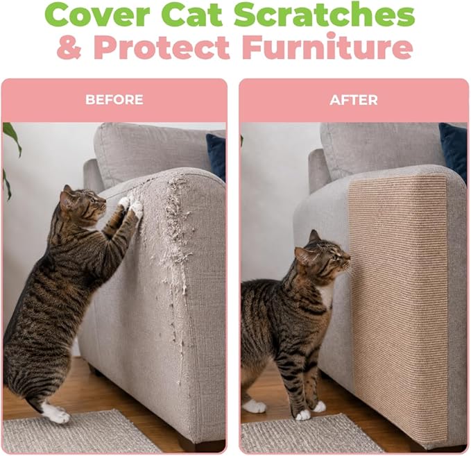 Best Pet Supplies Catify Cat Scratcher, Fun Interactive Scratchers, Posts, Poles, Claw Safe, Furniture Saver Indoor Play Support Natural Cat Behaviors Heavy Duty - Beige Mat - L: 39"