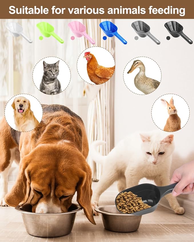 2 PACK Dog Food Scoop,1 Cup Capacity Pet Food Scoop With Measuring Lines For Dog, Puppy and Cat (Green and Black)