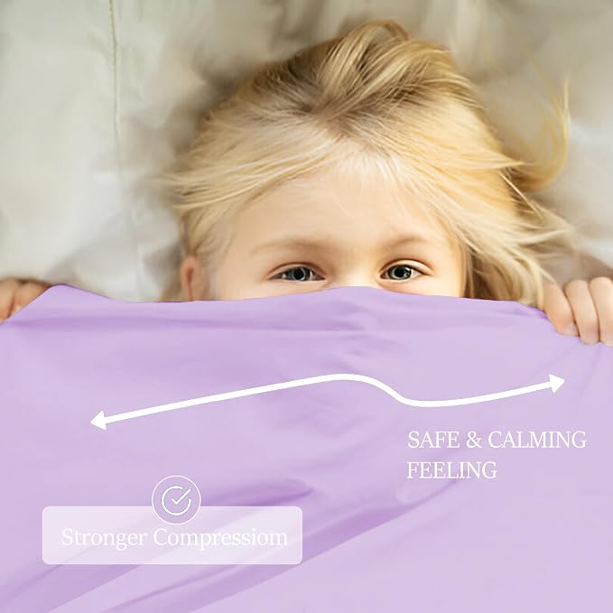 Sensory Bed Sheet for Deep Pressure Therapy – Spandex Bed Sheet – Sensory Compression Blanket for ADHD, Autism – Breathable & Hypoallergenic, Lila, Queen Size