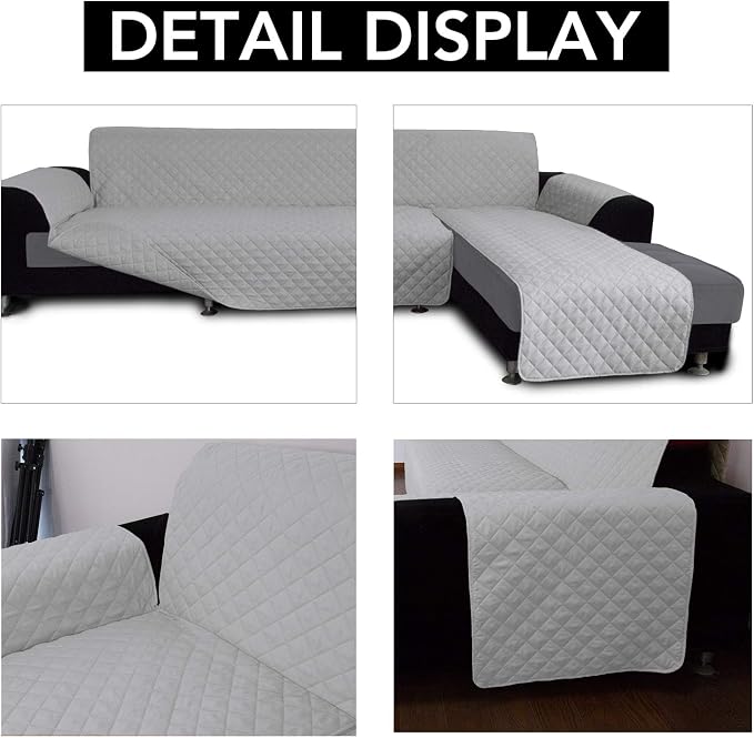 Easy-Going Sofa Slipcover L Shape Sofa Cover Sectional Couch Cover Furniture Protector Mat for Pets Dog Cat (Large,Light Gray/Light Gray)