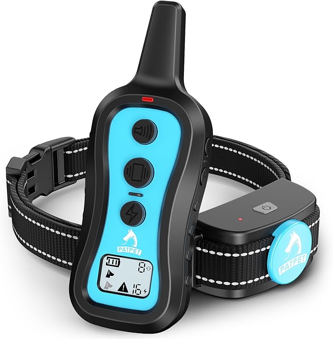 PATPET Dog Training Collar Dog Shock Collar with Remote - 3 Training Modes, Beep, Vibration and Shock, Up to 1000 ft Remote Range, Rainproof for Small Medium Large Dogs