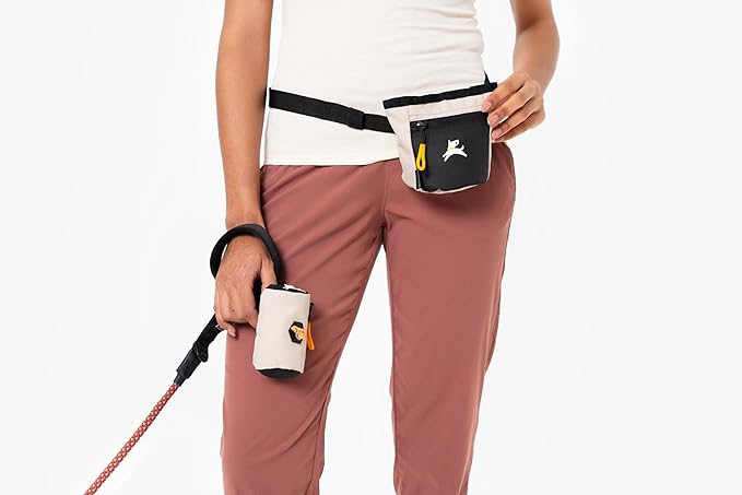 OllyDog, Goodie Treat Bag, Dog Treat Training Pouch | Magnetic Closure | 3 Ways to Wear | Hands-Free Waist Belt | Water-Resistant Recycled Vegan Fabric (Con Leche)