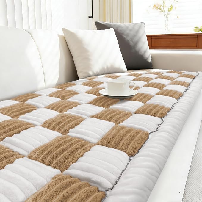 Couch Cushion Cover for dogs Sofa Cover Washable Pet Love Seat Couch Covers for Sofa Slipcover Couch Protector Blanket for Dog Sofa Cushion Covers for Pet Washable Pad Light Brown 70x210cm/27.6x82.7in