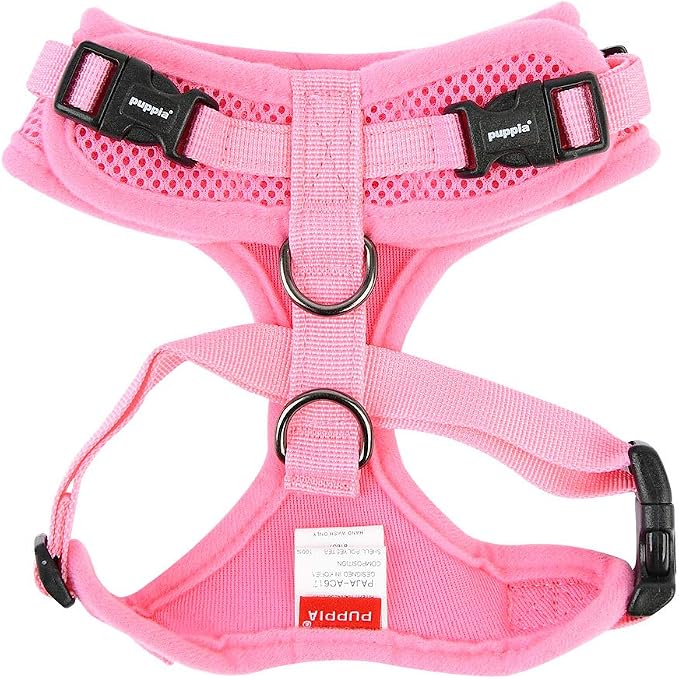 Authentic Puppia RiteFit Harness with Adjustable Neck, Pink, Medium