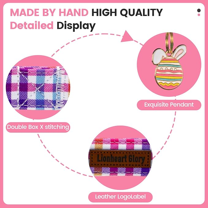 Lionheart glory Easter Day Dog Collar - Cute Dog Collars Sturdy Adjustable Buckle Colorful Plaid Collar Male Female Spring Pet Collars for Small Dogs Puppy
