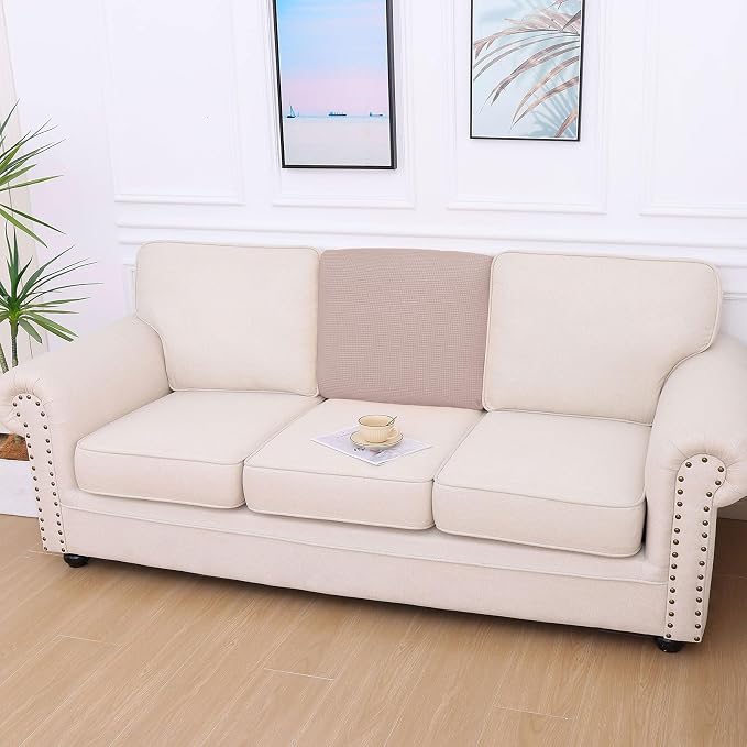 hyha Waterproof Couch Cushion Covers for Pets, Non Slip Sofa Cover for Dogs Washable, Soft Thick Stretch Jacquard Fabric, Sofa Slipcovers with Elastic Bottom (1 Piece for Backrest M, Pink)