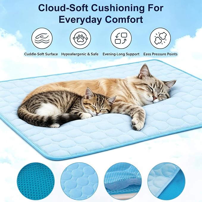 Dog Cooling Mat 28"x40" Q-Max>0.4, Absorbent & Pressure-Activated Self-Cooling, Non-Slip Scratch Resistant, Washable Cooling Mat for Dogs, Cooling Pad for Dog Bed Mats for Car Crate Patio Outdoor