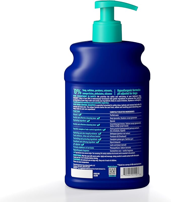 DOUXO SPA Dog Shampoo for Smelly Dogs, 16 fl oz, Hydrates the Skin, Removes Bad Odor, Leaves the Coat Soft and Smelling Great, Ultra-Safe Formula