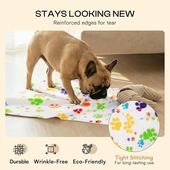 LINENLUX Cute Dog Blanket for Small Medium Dogs 6-Pack Soft Stretchy Fleece Blankets for Pet Cat Puppy Warm Wrinkle-Resistant Throw for Couch Bed Outdoor Mix 31x24 inch (Pack of 6)