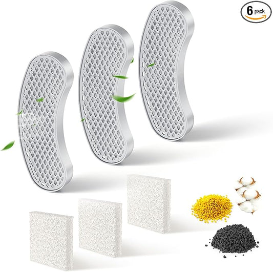 3-Pack Cat Water Fountain Filters Replacement & Sponges, 2~3 Months Using Time, Updated 6-Layers Filttration, Compatible with Petlipo Cat Fountains (3 Filters+3 Sponges)