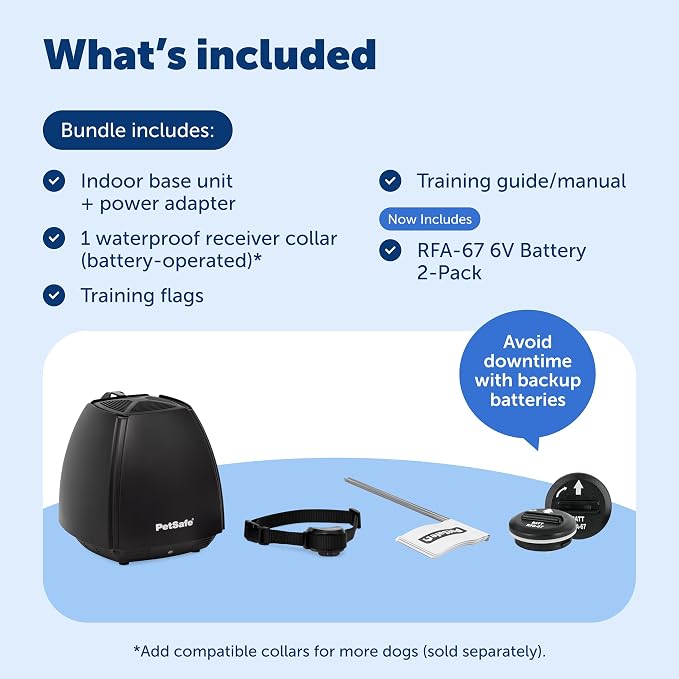 PetSafe Stay & Play Wireless Fence with Replaceable Battery Collar No Wire to Bury Covers 3/4-Acre Yard for Dogs 5 lbs and Up Portable Design from the Parent Company of Invisible Fence Brand