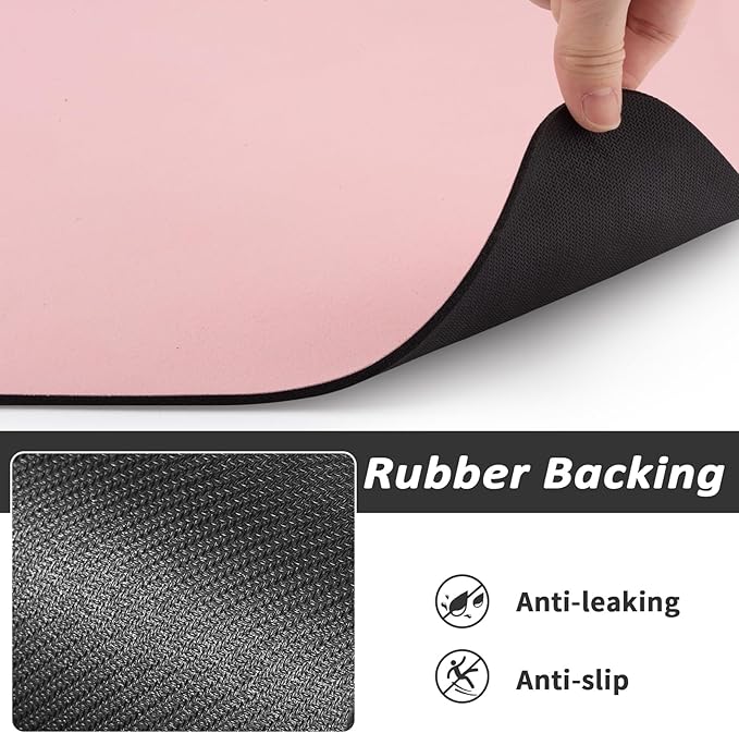 HotLive Dog Food Mat - Absorbent Cat Mat for Food and Water, No Stains Pet Feeding Bowl Mat, Easy to Clean Pet Placemats, Quick Dry Dog Water Dispenser Mat for Messy Drinkers | Paw Pink 16"x 24"