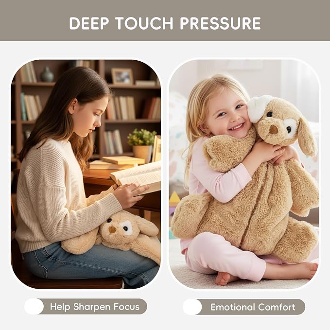 L'AGRATY Weighted Lap Pad for Kids 5 lbs, Sensory Needs Weighted Stuffed Animals Lap Blanket Soft Plush Hugging Sensory for Kids Teen Adults Removable Washable Cover