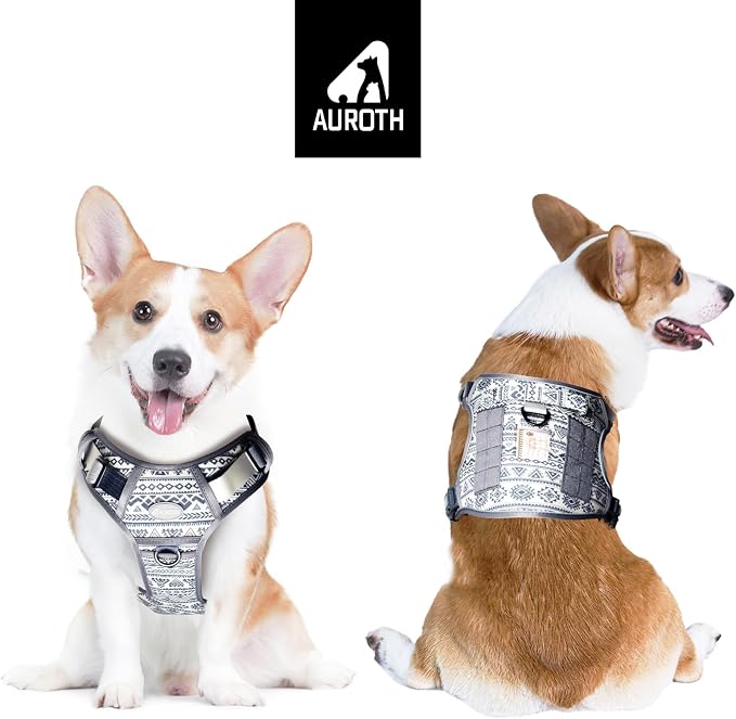 AUROTH Tactical Dog Harness for Large Dogs No Pull Adjustable Pet Harness Reflective K23 Working Training Easy Control Pet Vest Military Service Dog Harnesses