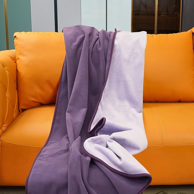 Ahinahwap Waterproof Blanket for Bed Couch Sofa, Reversible & Reusable Cat, Dog Blanket Waterproof Washable, Small Water Resistant Blankets, Leakproof (40"x60", Deep Purple/Light Purple)