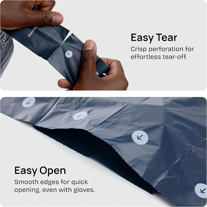 Fei & Eve Dog Poop Bags - Extra Thick 25 Micron & 100% Leak-Proof | Full Blackout & Odor-Locking | Stretch Resistant | Easy to Tear off | Waste Bags | Unscented | 8 Rolls