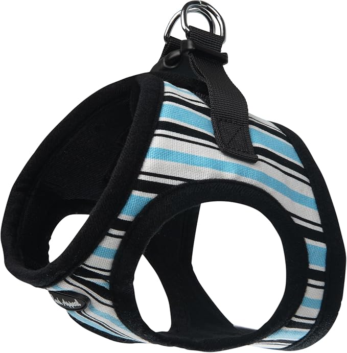 Bark Appeal Blue Stripe Step-in Dog Harness for Small to Medium Sized Pets – Updated Sizing, Re-Measuring is Essential – Soft Vest Harness – Anti-Choke with Adjustable Strap & Heavy Duty Clip – M