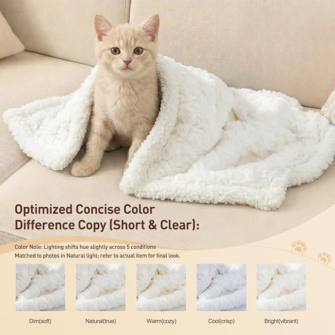 Cat Blanket for Indoor Cats Ultra-Soft Plush Small Blanket Machine Washable Cozy Calming for Kittens Cats Bed Couch Car 21"x18" White