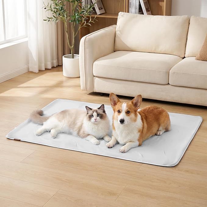 ZOMISIA Cooling Blanket for Medium Dogs - Breathable Air-Core Fill Lightweight Pet Mat, Soft Cold Blanket Washable for Summer, Grey, 30"x40"