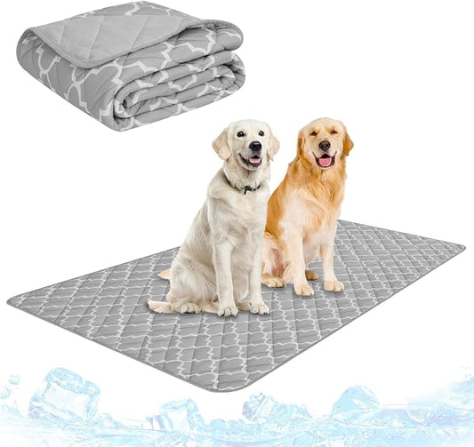 PUPTECK Dog Cooling Mat Pad for Medium Large Dogs, Cooling Blanket for Kennels Crate Floor, Dog Cat Summer Sleeping Bed Outside, Washable & Portable, XX-Large 60"x80"