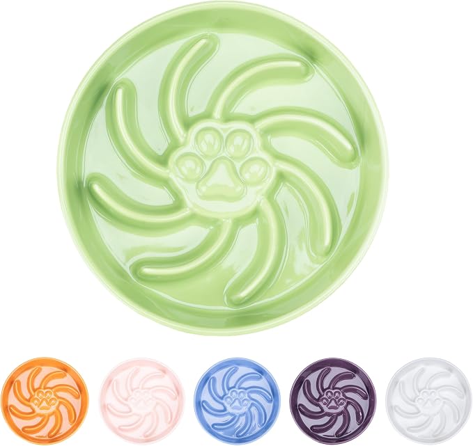 Ceramic Slow Feeder Dog Bowl, 3 Cup Dog Food or 25oz Water, Slow Eating Bowl for Middle Breed, Maze Puzzle Feeder for Fast Eaters, Anti-Choking Stop Bloat, Non-Slip BPA Free (Green)