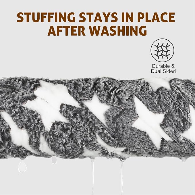 Mora Pets Dog Bed Crate Pad Ultra Soft Pet Bed with Cute Star Print Washable Reversible for Large Medium Small Dogs 21 x 12 inch 2 Pack Grey