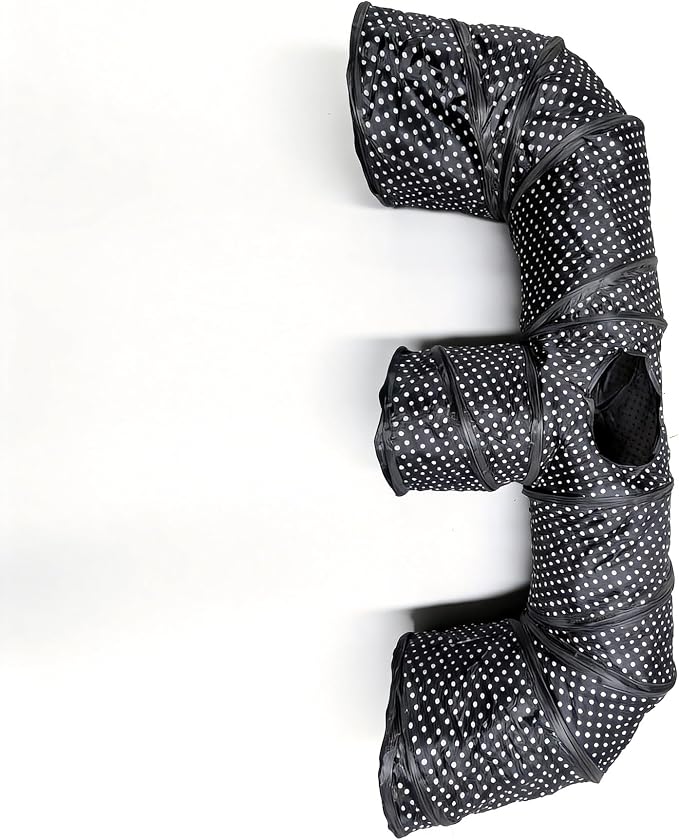E-Shaped Cat Tunnel, 3-Way Interactive Triple Tube Toy for Indoor Cats, Collapsible Pet Play Maze with Peek-a-Boo Holes, Durable Hideout for Kittens, Puppies, Bunnies & Small Animals (E)