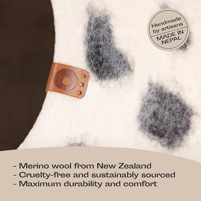 MEOWFIA Cat Cave – Premium Felt Cat Enclosure for Indoor Cats, Handmade Merino Wool (Snow Leopard, Medium)