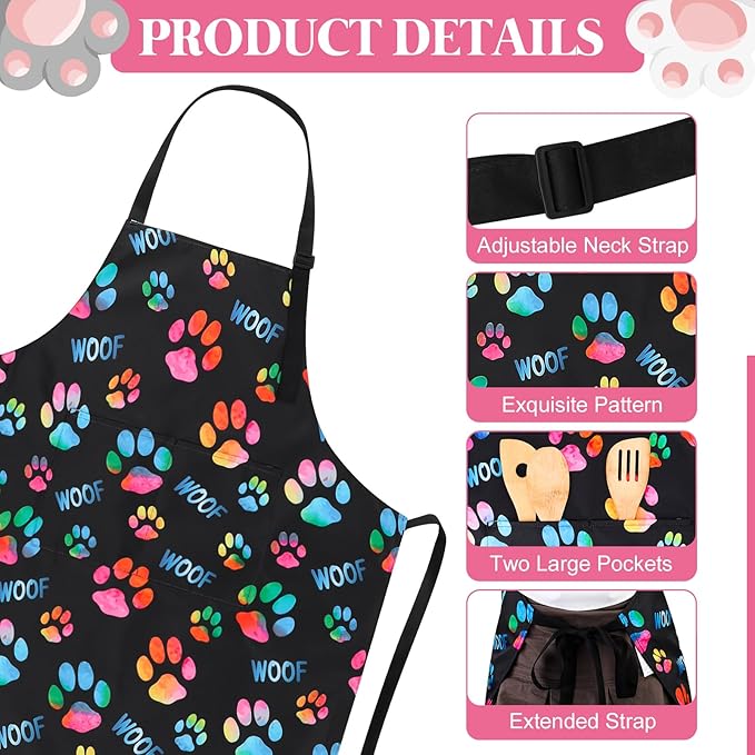 Dog Grooming Waterproof Apron with 2 Pockets, Cute Animals Puppy Dog Pets Apron