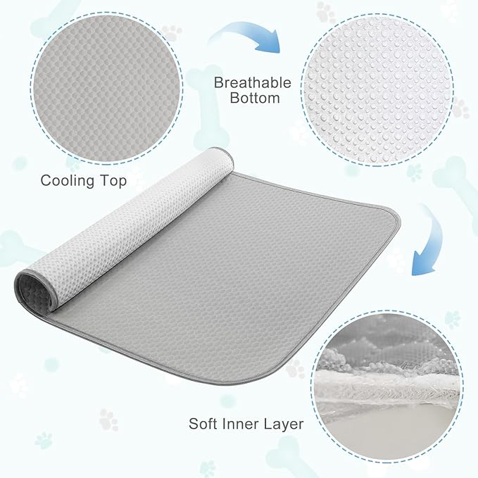 Buvlnee Summer Dog Cooling Mat Washable Ice Silk Self Cool Pad for Small Medium Large Dogs and Cats, Pet Sleeping Pad for Crate, Bed, Indoor & Outdoor Floor, Car Seats