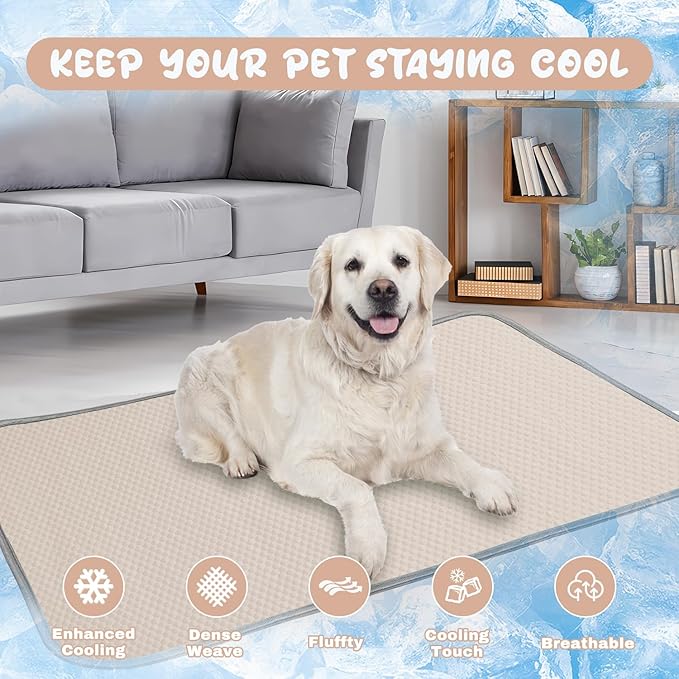 Buvlnee Summer Dog Cooling Mat Washable Ice Silk Self Cool Pad for Small Medium Large Dogs and Cats, Pet Sleeping Pad for Crate, Bed, Indoor & Outdoor Floor, Car Seats