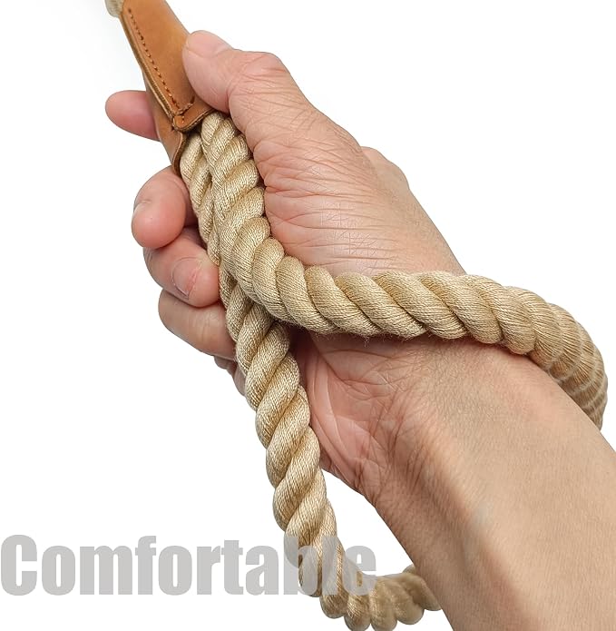 BTINESFUL 3ft/5ft/10ft Cotton Dog Leash, Comfortable Braided Control Rope Dog Leash for Strong Large Medium Dogs Hiking, Walking (1/2" x 5FT, Brown)
