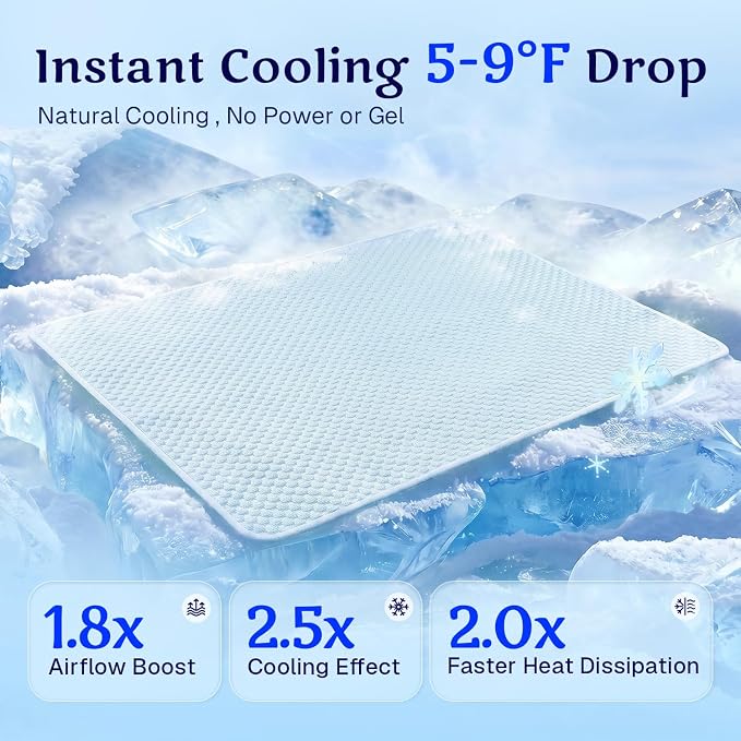 Mora Pets Dog Cooling Mat Instant Self Cooling Pad for Dogs & Cats Breathable Washable Summer Pet Cool Mat Indoor Outdoor, Puppy Cold Blanket for Floor Crate Car Travel Use Medium 36'' x 27'' Blue