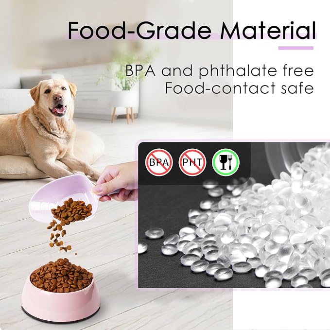 Melamine Pet Food Measuring Scoop, 1 Cup 1/2 Cup 1/4 Cup with Clear Measurement Lines for Dog, Cat, Bird, and Rabbit, Durable, Ergonomic Handle, Dishwasher safe-Orange & Purple