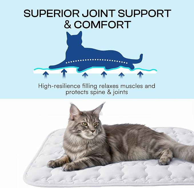 Luciphia Premium Dog Cooling Mat Non-Slip Q-MAX>0.5 Self-Cooling Pad for Small Pet Cat Indoor Portable Kennel Puppy Bed for Summer Crate Pad for Dog Washable Light Grey 20x30 inches