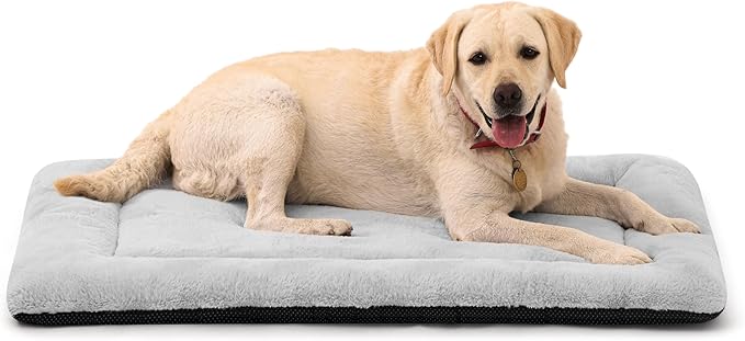 Dog Crate Pad Washable, Ultra Soft Plush Crate Mat for Medium Large Dogs, Non Slip Cushion for Metal Crates, Indoors or Travel, 42 x 28 Inch, Gray