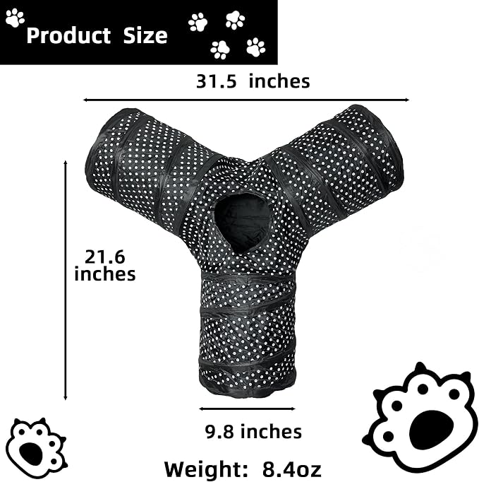 Cat Tunnel Collapsible, More Interactive Indoor Play Toy Tube for Cats & Kittens with Crinkle Paper and Peekaboo Holes(Y)