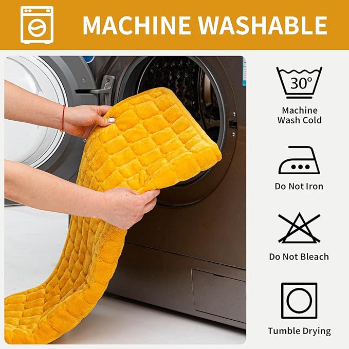 Velvet Couch Cover, Plush Sectional Sofa Cover Washable, Anti Slip Sofa Slipcover for 3-4 Cushions Sofas, Furniture Protector Covers for Pets & Kids(1PC,Mustard Yellow,36"×94")