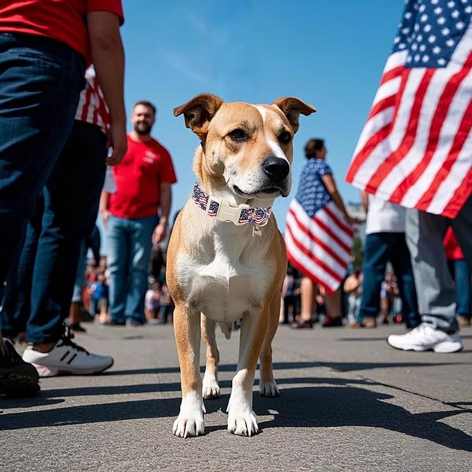 ARING PET 4th of July Collars for Dogs, Fourth of July Patriotic American USA Flag Red White Blue Dog Collar for Puppy Small Medium Large Boy Girl Doggy-S