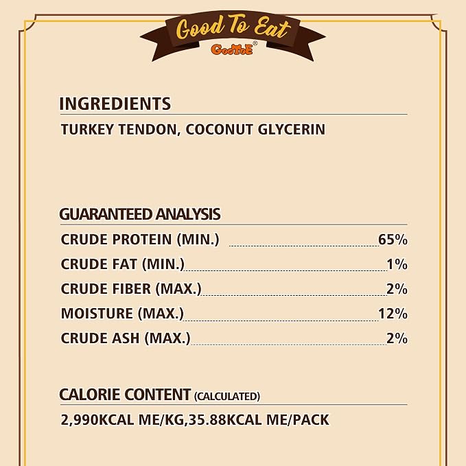 Gootoe Turkey Tendons for Dogs – All-Natural, Hypoallergenic Dog Treats, Rawhide Alternative, Long Lasting Puppy Chews, Healthy Dog Treats for Small Breeds, Rope (S), 1 lb