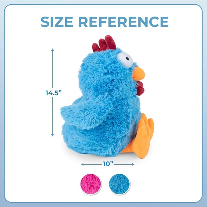 Best Pet Supplies Interactive Squeaky Dog Chew Toy, Ideal Dog Toys for Chewers, Small, Medium & Large Dogs, and Fetch Lovers - Mrs. Cluck (Blue), Large