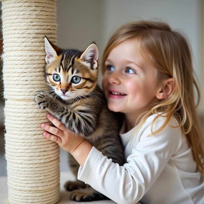 PowerKing Thick Natural Sisal Replacement Scratching Post,15.7" Length, 4.5" Thick, 2Pcs M8 Cat Scratch Post Refill Poles, Ideal for Refurbishment, Includes Screws, White