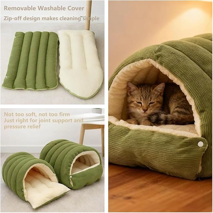 Cozy Monster Cat & Dog Cave, Indoor Washable Hideaway for Pets, Includes Removable Cover and Non-Slip Base. Cave-Style Design Provides a Comfortable Space for Cats and Dogs (Pink,Small)