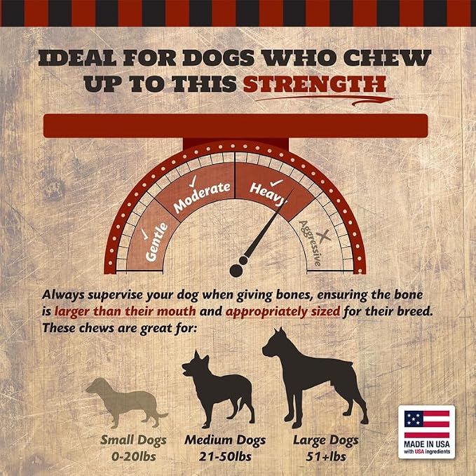 THE COUNTRY BUTCHER 7" Beef Marrow Dog Bones for Aggressive Chewers, Large Breed Dog Treat, Natural, Tough, Chew Toy, Made in the USA, 6 Count