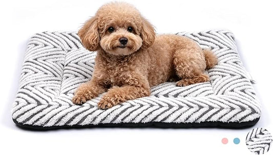 Mora Pets Washable Dog Crate Pad Soft Kennel Bed Crate Mat for Small Dogs, Puppies & Cats Flat Pet Bed with Anti-Slip Bottom for Dog Cage, Carrier & Travel Sleeping Chevron Grey 24 x 18