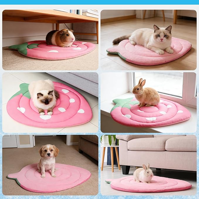 KOOLTAIL Cat Cooling Mat, Upgraded Two Sided Cooling Pad for Dogs Cats Puppy, Soft Summer Pet Sleeping Blanket Kennel to Keeping Cool, Washable Dog Mats for Crate Sofa Bed Outdoor Indoor, Strawberry
