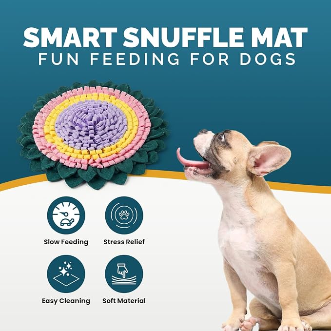 PET ARENA Snuffle Mat for Dogs - Adjustable Interactive Puzzle Toy (Green, Pink, Yellow, Purple)