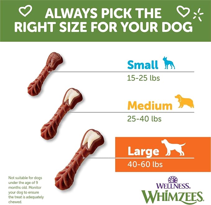 Wellness WHIMZEES Value Pack Natural Dog Dental Treat, Chews, Freshens Breath, Large Size, 50.9 oz Box, 24 Count