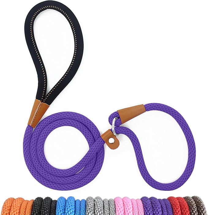 lynxking Dog Leash Slip Lead 5 6 8 FT Dog Training Leash Strong Heavy Duty Braided No Pull Training Lead Leashes for Large Dogs