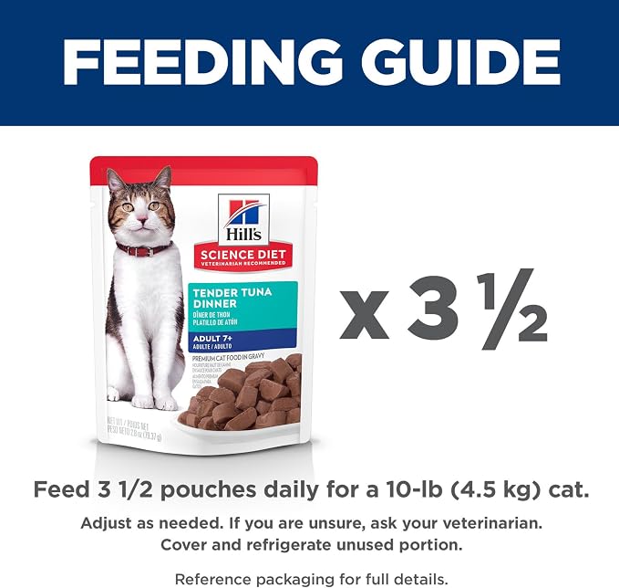 Hill's Science Diet Adult 7+ Cat Food, Tuna Stew, 2.8 oz. Pouches, 24-Pack